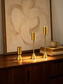 Vintage European Style Copper Candle Holder, Wedding Candlestick Decor, Creative Tabletop Ornament For Living Room, Photography Prop & Party Decoration - Multicolor 2 - View 12