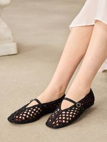MOTF PREMIUM WOMEN'S WOVEN BOW DECOR WHITE FLATS FOR CHRISTMAS SPRING SHOES FALL SHOES - Black 1 - View 8