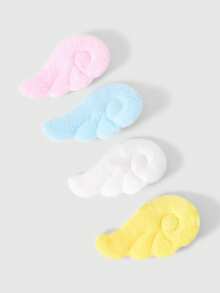 ROMWE Kawaii 8件組可愛麂皮天使之翼黃粉藍白配色胸針，適用於包包、衣物、帽子及配件，適合日常裝飾 - 黃粉藍白 - 查看 2