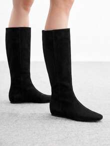 CUCCOO BIZCHIC Autumn And Winter Small Square Toe Retro Black Tall Boots Daily Commuting Shopping Dating - Black - View 1