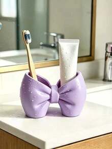 Bow Shaped Cosmetic Storage Box, Toothbrush Holder, Suitable For Makeup Brushes, Eyebrow Pencils, Eyelash Brushes And Hair Accessories, Household Use - Multicolor - View 3