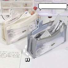 Transparent 5-Layer Mesh Pencil Case, Visible Pocket Storage Bag, School Supplies - Style 1 - View 2