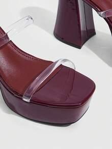 CUCCOO SZL Women's Strap Design Elegant Wedding Party Fashion High Heel Sandals - Burgundy - View 5