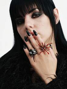 MortiRose Stainless Steel Shaped Gothic Design Ring - Silver - View 3