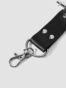 MortiRose 1pc Bullet Decor Black Faux Leather Thigh Strap Body Chain, Gothic Adjustable Leg Garter Waist Belt Streetwear Accessory - Multicolor - View 8
