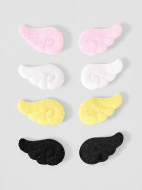 Kawaii Eight-Piece Suede Angel Wings, Black, White, Pink And Yellow Combination Brooch, Bag, Clothing, Hats And Accessories Brooch, Suitable For Daily Decora