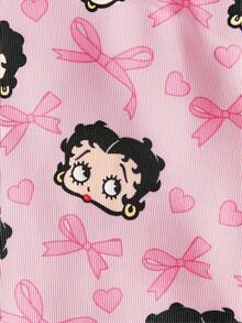 Betty Boop x SHEIN 1/2件可愛卡通印花廚房隔熱墊套組，隔熱墊，廚房烘焙必備，有效隔絕熱源，單件/組合 - 粉色 - 查看 5