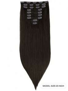 100% Real Human Hair Extensions 9PCS Invisible Straight Clip In Hair Extensions 14-24 Inch 148G Dark Brown Color Double Weft Clip Hair Extensions Remy Natural Human Hair - S2 - View 3