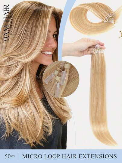 12-22 Inch Micro Loop Hair Extensions Human Hair,Color S27-613,Caramel Brown To 613 Blonde,Straight Women'S Hair Additions For Daily Use,Natural Look,Adds Volume & Length,Fit For All Hair Types & Ethnicities,Length Enhancement,Natural Appearance