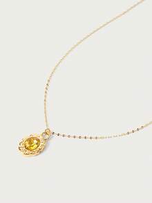 Glisma 18K Glass Diamond Necklace - Gold - View 6