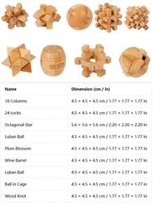 1 Set Of Wooden Kongming Lock / Luban Lock Toys, Brain-Teasing Stress Relief Puzzle Games For Adults With Comprehensive Intellectual Development Solutions, Office Desktop Toys, Metal Puzzles, IQ Puzzles, Lock Puzzles, Jigsaw Puzzles, - Multicolor - View 3
