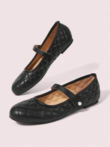 CUCCOO DOLLMOD Diamond Pearl Mary Jane Shoes, Faux Pearl Decorative Buckle Fall Shoes - Black - View 3