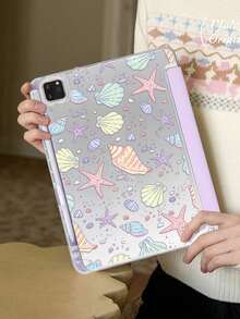 1PC Light Purple Shell Starfish Design, Suitable For IPad Protective Cases,Two Patterns Will Be Randomly Dispatched - Purple - View 5
