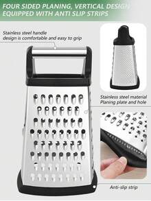 Multi-Functional Four-Sided Grater, Stainless Steel Arc-Shaped Four-Sided Grater, Slicing And Shavings, Suitable For Grilling Ginger, Garlic, Cucumber, Carrot, Cheese, Potato And Other Fruits And Vegetables, Multi-Functional Kitchen Small Tool - Multicolor - View 4
