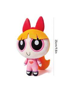 THE POWERPUFF GIRLS X SHEIN 1件卡通毛絨娃娃，採用柔軟材質搭配精緻刺繡，可放置於沙發或車內裝飾，適合作為禮物 - 紅色 - 查看 3