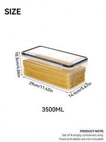 4‑Pack Airtight Food Storage Containers, Clear Plastic Cereal Storage Boxes With Labels & Marker, Moisture‑Proof Pantry Organizer For Spaghetti, Pasta, Oats, Dry Grains, Kitchen Cabinet Organization - transparent color - View 11