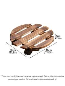1 Buah Dudukan Tanaman Beroda Tugas Berat dengan Roda Logam yang Dapat Dikunci, Alas Pot Kayu Bulat, Struktur Kayu Kokoh, Roda yang Dapat Diatur untuk Pot Bunga Besar, Penggunaan Dalam dan Luar Ruangan - A - View 6