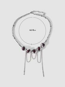 MortiRose Silver Stainless Steel Bead Splicing Gothic Vintage Necklace - Silver - View 8