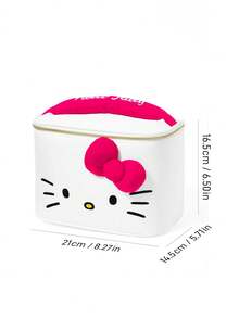 HELLO KITTY AND FRIENDS | SHEIN Cute Cat Print Large Capacity Polyester Makeup Bag With 3D Bow & Handle, Cosmetic Organizer For Travel & Daily Use - Rose red bow - View 7