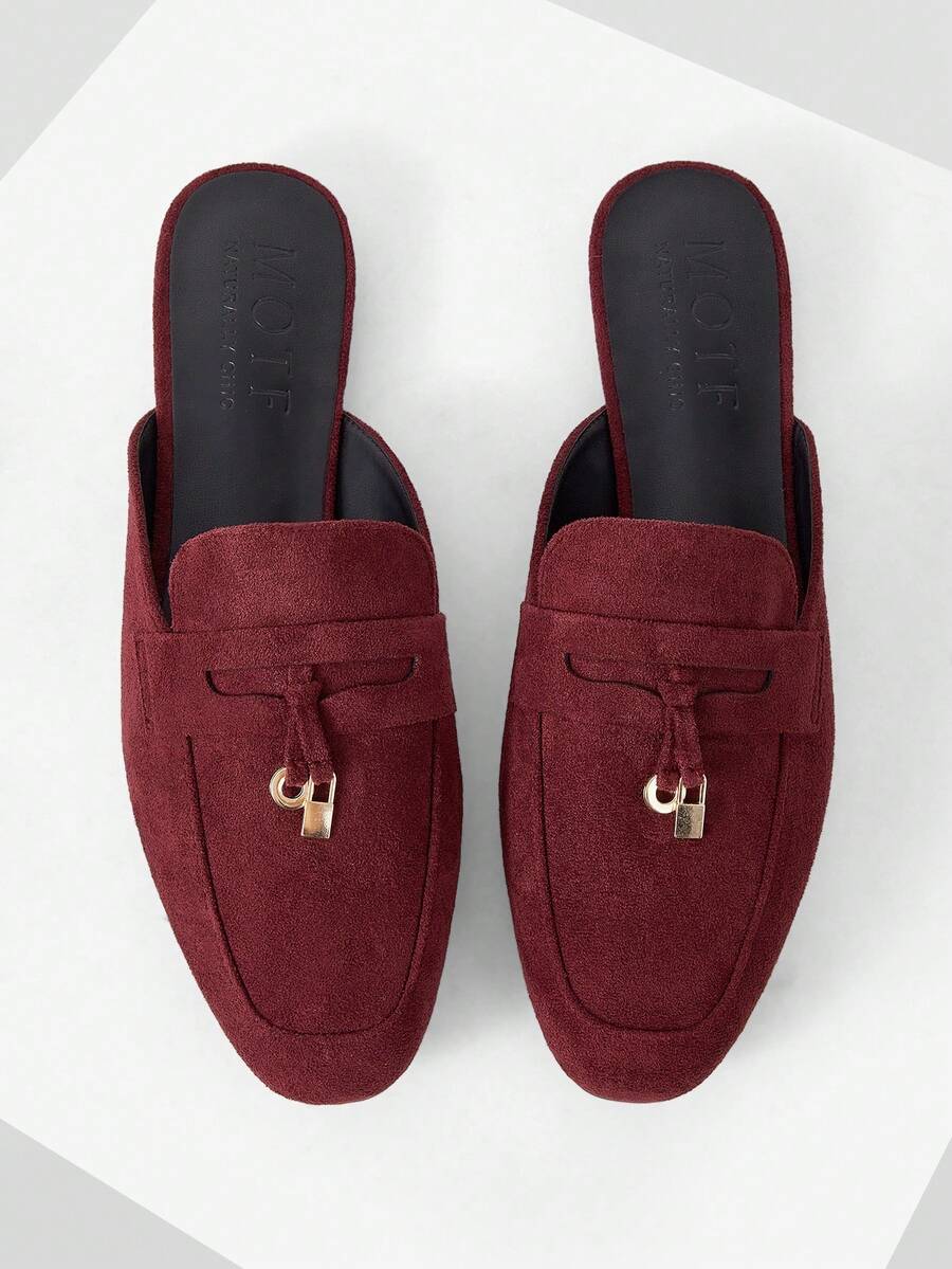 MOTF PREMIUM COMFORTABLE MINIMALIST ROUND TOE WOMEN FLAT SHOES FOR CHRISTMAS - Dark burgundy - View 1