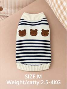 PETSIN Cat/Dog Pet Winter Striped Sweater Warm And Cute Knitted Sweater Knitted Sweater Super Cute Bear Pattern - Multicolor - View 14