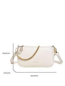SIENNITY Textured Leather, Cream White,Essentials Storage, Zipper Closure, Simple Elegant Style, Hobo Bag, Ladies Casual Outing, Popular Underarm Handbag - White - View 6
