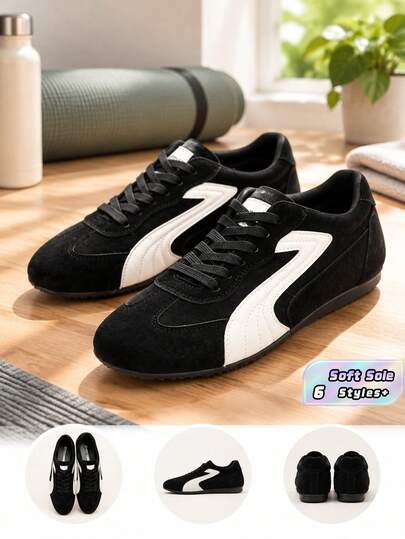 New Women's Black Lightweight And Comfortable Flat Sports Casual Sneakers