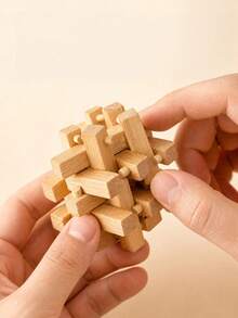 1 Set Of Wooden Kongming Lock / Luban Lock Toys, Brain-Teasing Stress Relief Puzzle Games For Adults With Comprehensive Intellectual Development Solutions, Office Desktop Toys, Metal Puzzles, IQ Puzzles, Lock Puzzles, Jigsaw Puzzles, - Multicolor - View 5