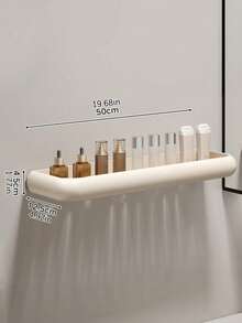 No‑Drill Wall‑Mount Bathroom Storage Shelf, Gunmetal Gray/Cream White High‑Appearance Organizer Rack For Vanity, Washroom And Restroom - Multicolor - View 13