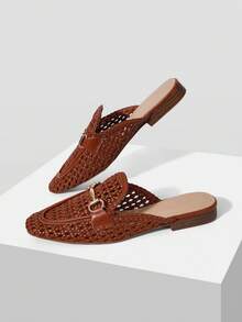 MOTF BUCKLE SIMPLE AND GENEROUS FASHION VERSATILE LEISURE WORKPLACE COMMUTE EMPTY WOMEN FLAT SHOES FALL SHOES - Brown, - View 9