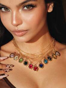 Glisma 18K Glass Diamond Necklace - Gold - View 3