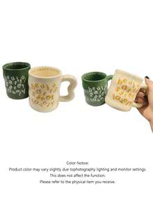 A 350Ml Ceramic Coffee Mug With Personalized English Lettering, Suitable For Adults And Children. - Multicolor - View 8