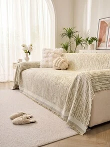 1Pc Four-Season Universal Chenille Non-Slip Sofa Cover Is Suitable For Family Living Room And Other Room Decoration Non-Slip Sofa Towel, Machine Washable Hand-Washed Sofa Cover Towel Soft Non-Fading Bedroom Decoration Pet-Friendly Protective Cover - Dark coffee - View 5