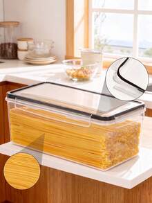 4‑Pack Airtight Food Storage Containers, Clear Plastic Cereal Storage Boxes With Labels & Marker, Moisture‑Proof Pantry Organizer For Spaghetti, Pasta, Oats, Dry Grains, Kitchen Cabinet Organization - transparent color - View 5