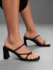CUCCOO SZL Ladies Classic Black Crossstrap High Heel Sandals For Comfortable Commuting, Summer Vacation - Black - View 7