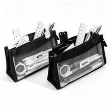 Transparent 5-Layer Mesh Pencil Case, Visible Pocket Storage Bag, School Supplies - Style 1 - View 13