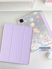 1PC Light Purple Shell Starfish Design, Suitable For IPad Protective Cases,Two Patterns Will Be Randomly Dispatched - Purple - View 1