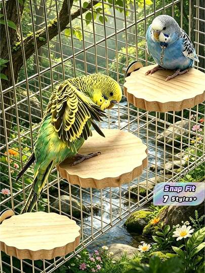 1/2pcs Wood Flower Shaped Perch Platform, Suitable For Parrots & Hamsters Climbing & Jumping Stage, Bird Cage Accessories, All Season