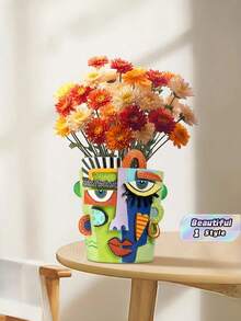Brutalist Abstract Beauty Face Planter, Large Caliber Head Plant Pot, Creative Resin Flower Pot For Courtyard, Outdoor, Balcony, Greenery & Succulent, Unique Home Garden Decor - A - View 1