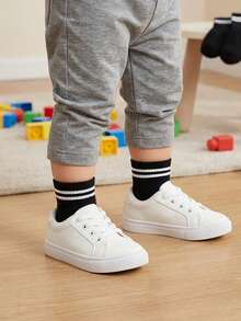 SHEIN 10 Pairs Of Baby Socks For Older Children, Suitable For Black And White Stripes, Versatile Classic Leisure, Suitable For Outdoor Sports - Black - View 2