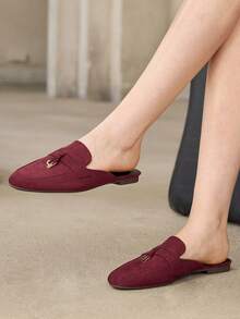 MOTF PREMIUM COMFORTABLE MINIMALIST ROUND TOE WOMEN FLAT SHOES FOR CHRISTMAS - Dark burgundy - View 2