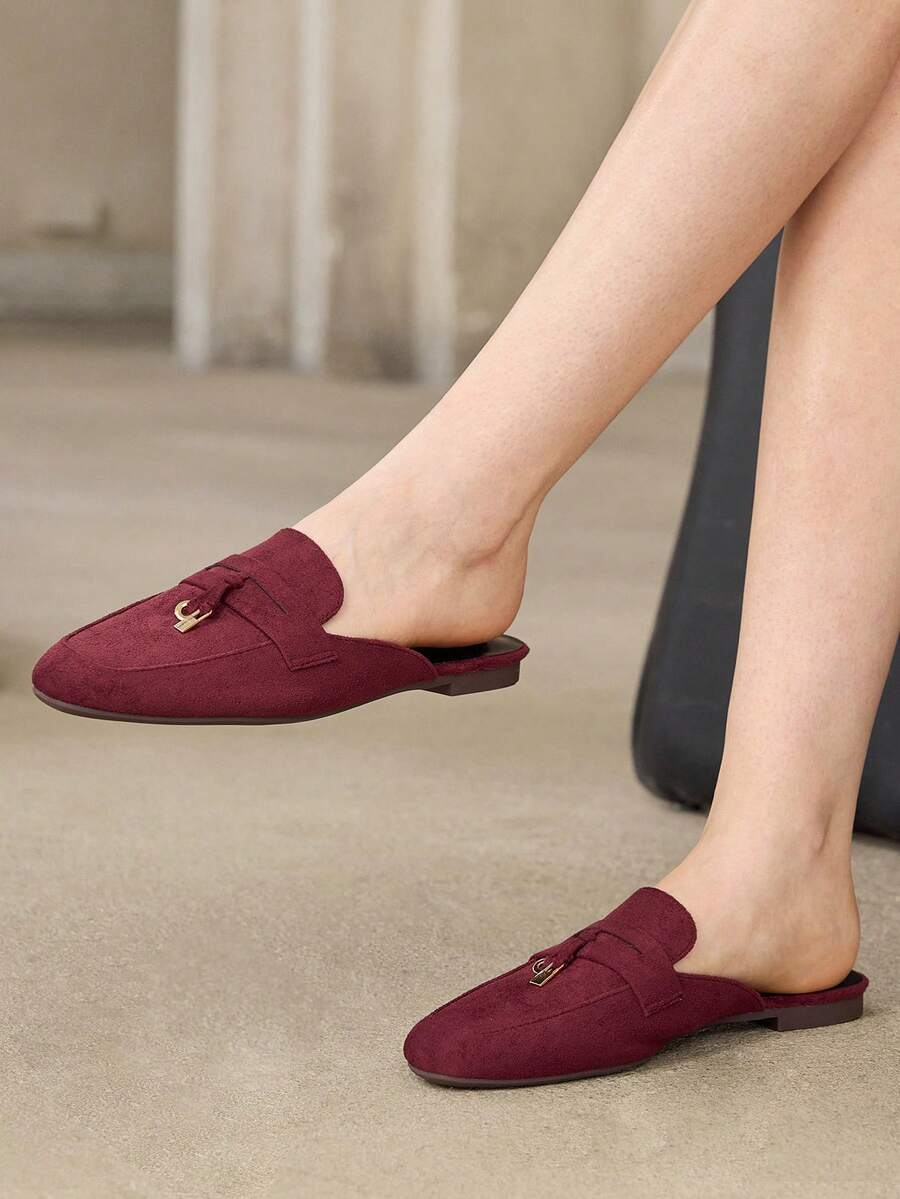 MOTF PREMIUM COMFORTABLE MINIMALIST ROUND TOE WOMEN FLAT SHOES FOR CHRISTMAS - Dark burgundy - View 2