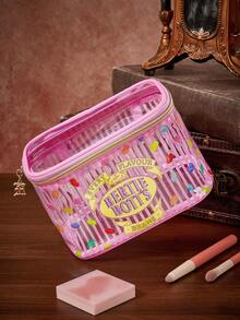 HARRY POTTER X SHEIN Large Capacity Cylindrical Cosmetic Bag, Zipper Closure Design, Spacious Interior, Suitable For Storing Makeup, Skincare And Toiletries, Ideal For Travel & Business Trips - Multicolor - View 4