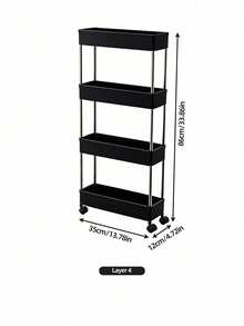 1PC Multifunctional White Narrow‑Gap Rolling Storage Cart, Hollow Drainage Multi‑Layer Ultra‑Thin Shelving Rack, Slender Mobile Cart, Narrow‑Gap Floor Storage Rack, Space‑Saving For Kitchen, Bathroom, Laundry Room - Multicolor - View 13