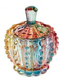 Cirelle Iridescent Rainbow Gradient Glass Jar With Knob Lid Sealed Storage Canister, Dust Proof Container For Candy Snacks Jewelry Trinkets, Multi Purpose Decor Organizer For Kitchen Bedroom Vanity, Ideal Holiday Gift - Multicolor - View 13