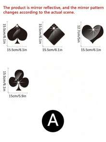 1pc Black Popular Poker Card Mirror Wall Sticker, Living Room, Bedroom Decoration, Sofa, TV Background Wall Decoration, Three-Dimensional Wall Sticker - one-size - View 15