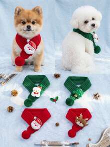 PETSIN 1PC Knitted Christmas Pet Scarf, New Year Festive Neck Decor Accessory For Cats And Dogs - Multicolor - View 3