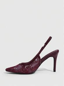 CUCCOO SZL Ladies Pointed Embroidered Gorgeous Elegant Dinner Party Wedding Heels - Burgundy sequins - View 4
