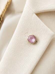1 Pack 10 Pieces Simple Rectangular Rhinestone Inlaid Metal Buttons Small Decorative Fasteners For Shirts Cardigans Sweaters Tops Hand‑Sewn Clothing Sewing Accessories - 10pcs - View 2