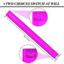 5pcspcs Random Color 30cm Plastic Ruler, Advertising Ruler With Straight Edge, Dual Bevel, Dual Scale, Clear And Vivid Markings, Rulers, Back To School - Multicolor - View 9